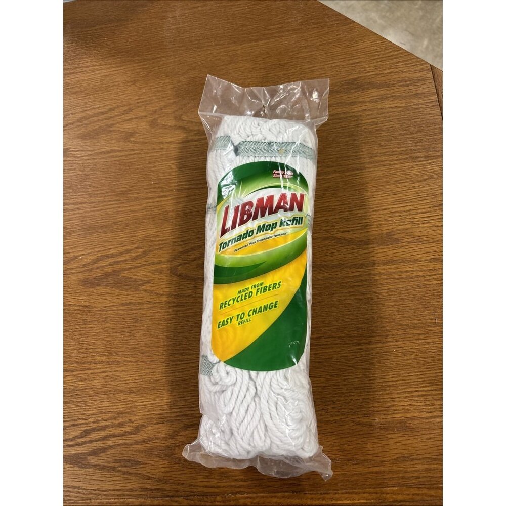 Libman Tornado Mop Refill White Cotton Blend Snap-On NEW SEALED!
